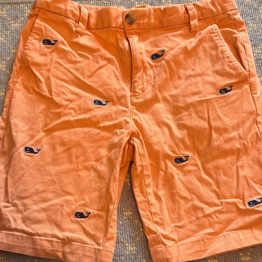 Vineyard Vines Orange Whale Embroidered Shorts EUC Sz 12 Boys